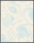 Cream And Sky Blue Swirling Ribbons Rug