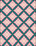 Teal Pink Ornate Diamond Pattern Rug