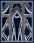 Dark Blue Geometric Archway Design Rug