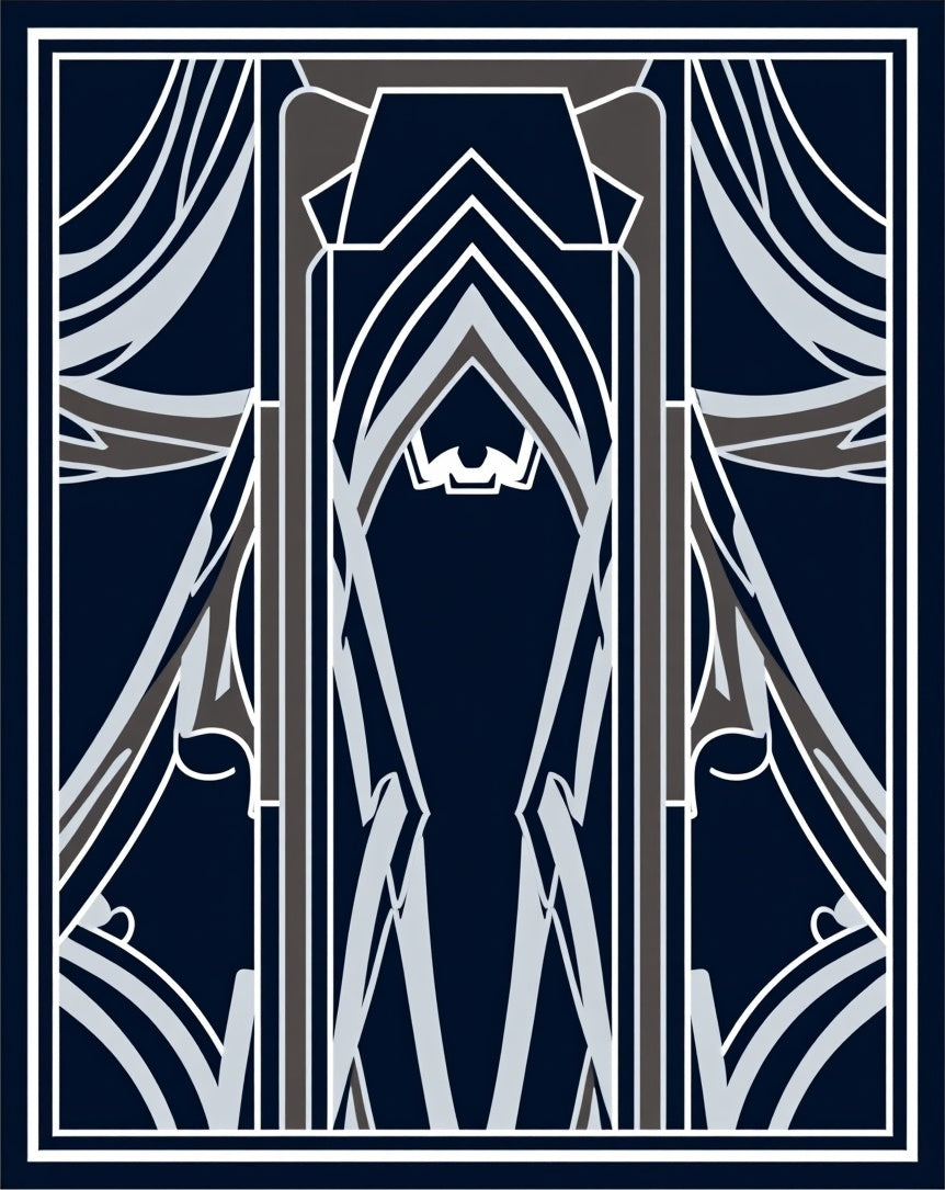 Dark Blue Geometric Archway Design Rug