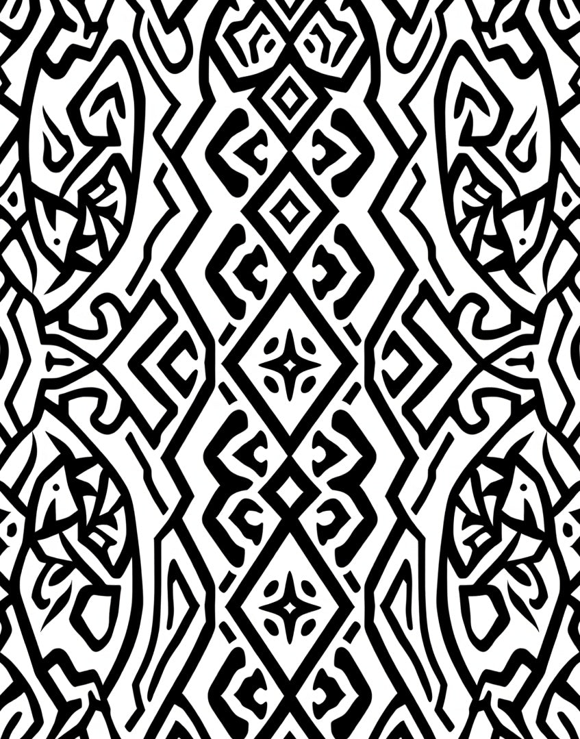 Tribal Geometric Maze Pattern Rug