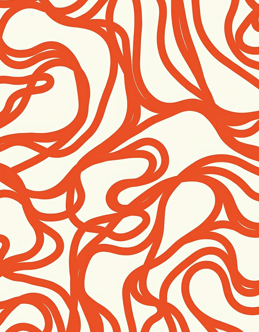 Orange Abstract Swirling Lines Rug