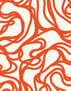 Orange Abstract Swirling Lines Rug