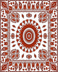 Terracotta Medallion Bordered Mandala Rug