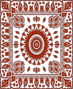 Terracotta Medallion Bordered Mandala Rug