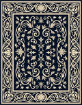Classic Floral Border With Intricate Scrolls Rug