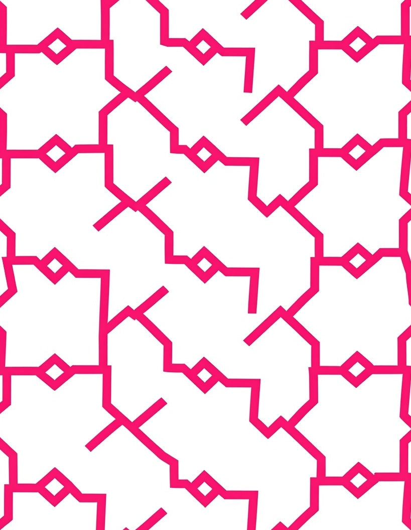 Hot Pink Geometric Chain Link Pattern Rug