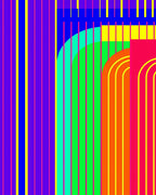 Vibrant Geometric Stripe Arch Pattern Rug