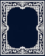 Ornate White Scrollwork Border Design Rug