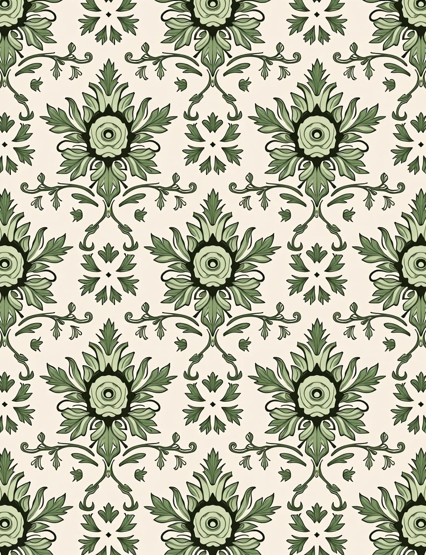 Detailed Damask Floral Pattern Rug
