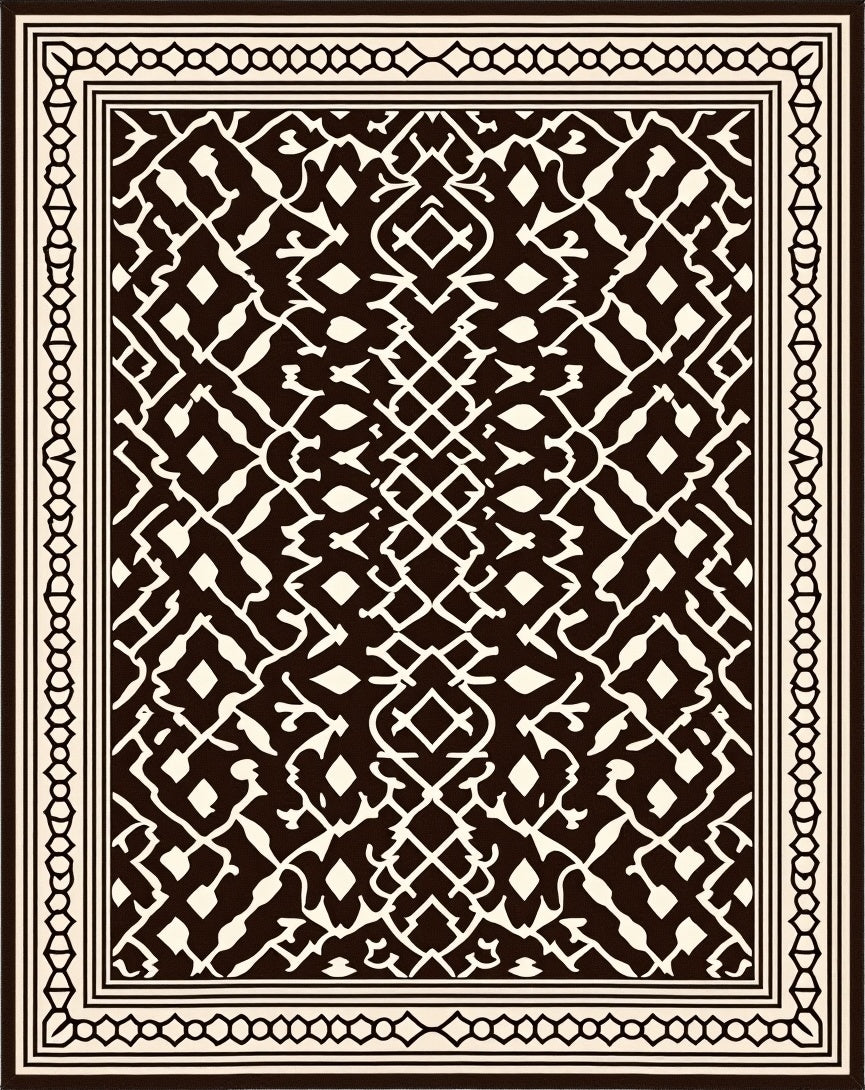 Intricate Lattice Work Motif Design Rug