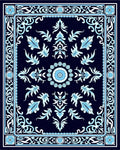 Classic Floral Scrollwork Dark Blue Rug