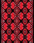 Bold Red Black Geometric Pattern Rug