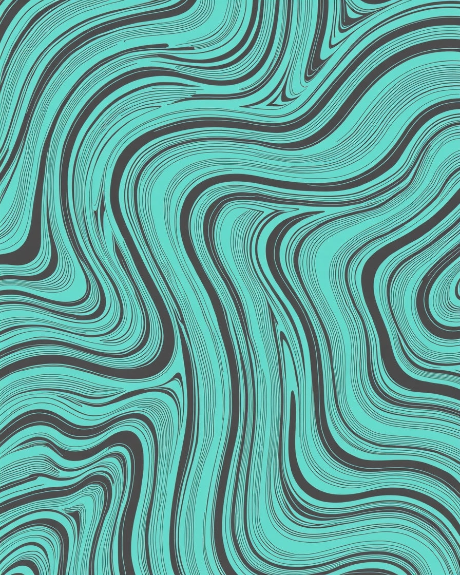 Aqua And Charcoal Swirl Pattern Rug