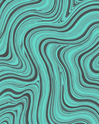 Aqua And Charcoal Swirl Pattern Rug