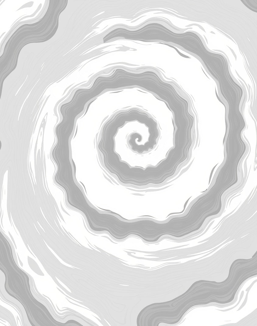 Abstract Swirl Gray White Flow Rug