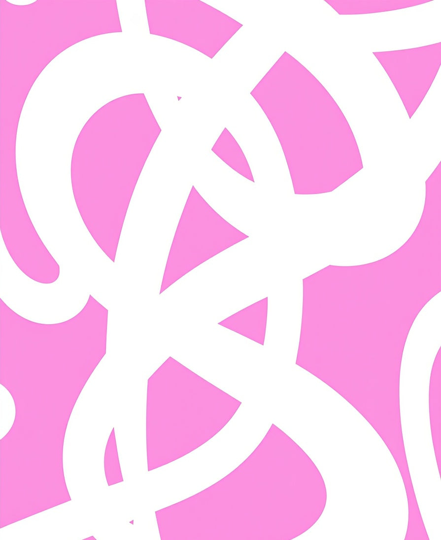 Pink White Wavy Abstract Rug