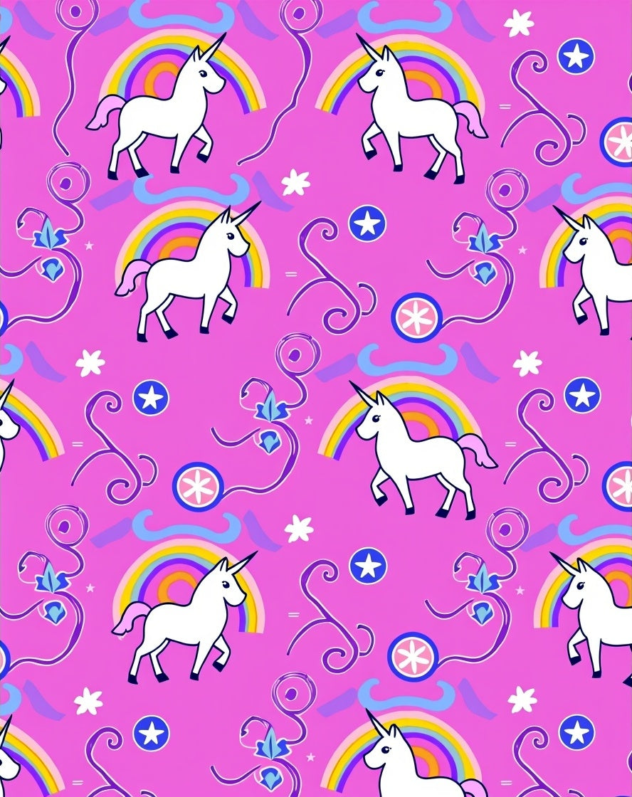 Whimsical Unicorn Rainbow Pattern Design Rug