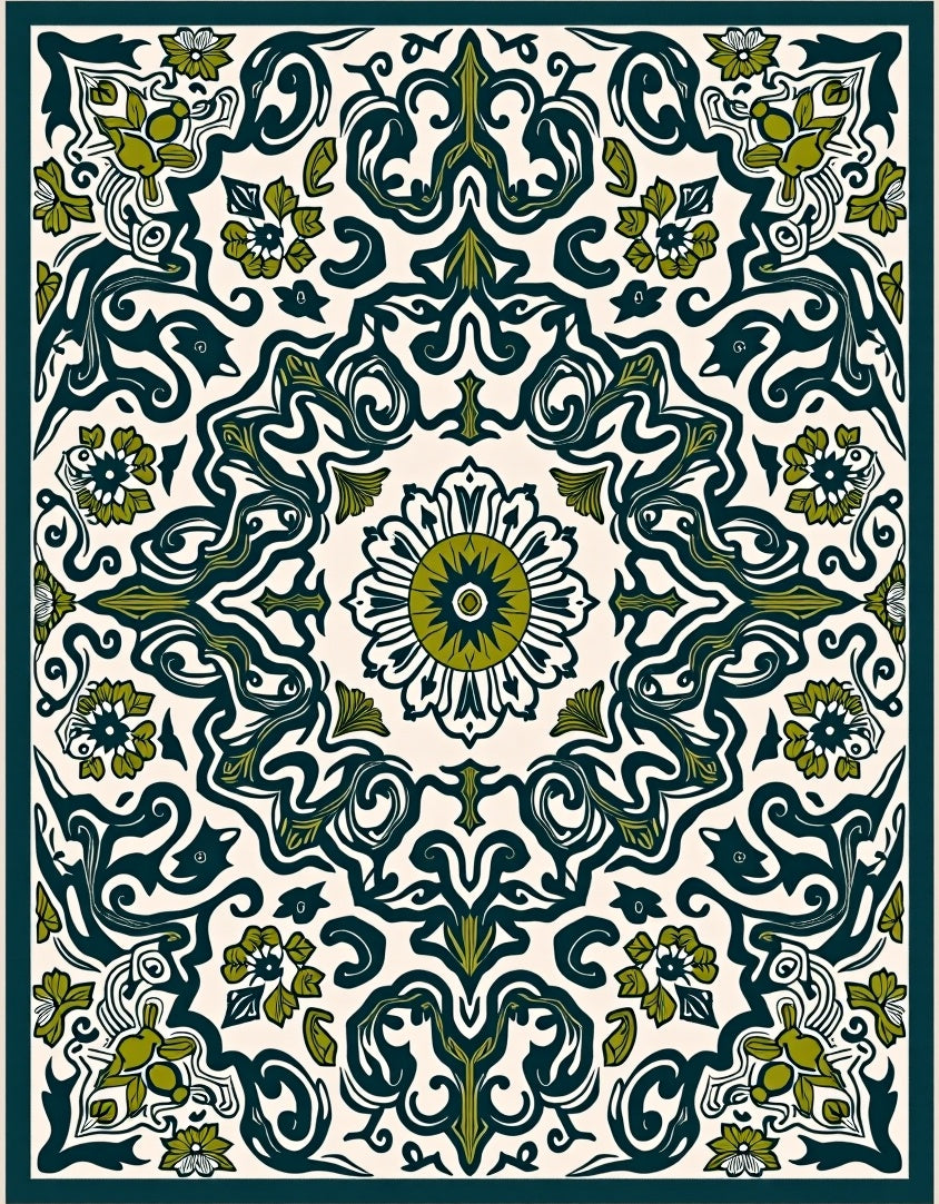 Vintage Floral Swirl Pattern Rug