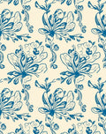 Blue Floral Sketch Pattern Rug