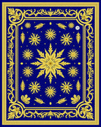 Royal Blue and Gold Floral Medallion Rug