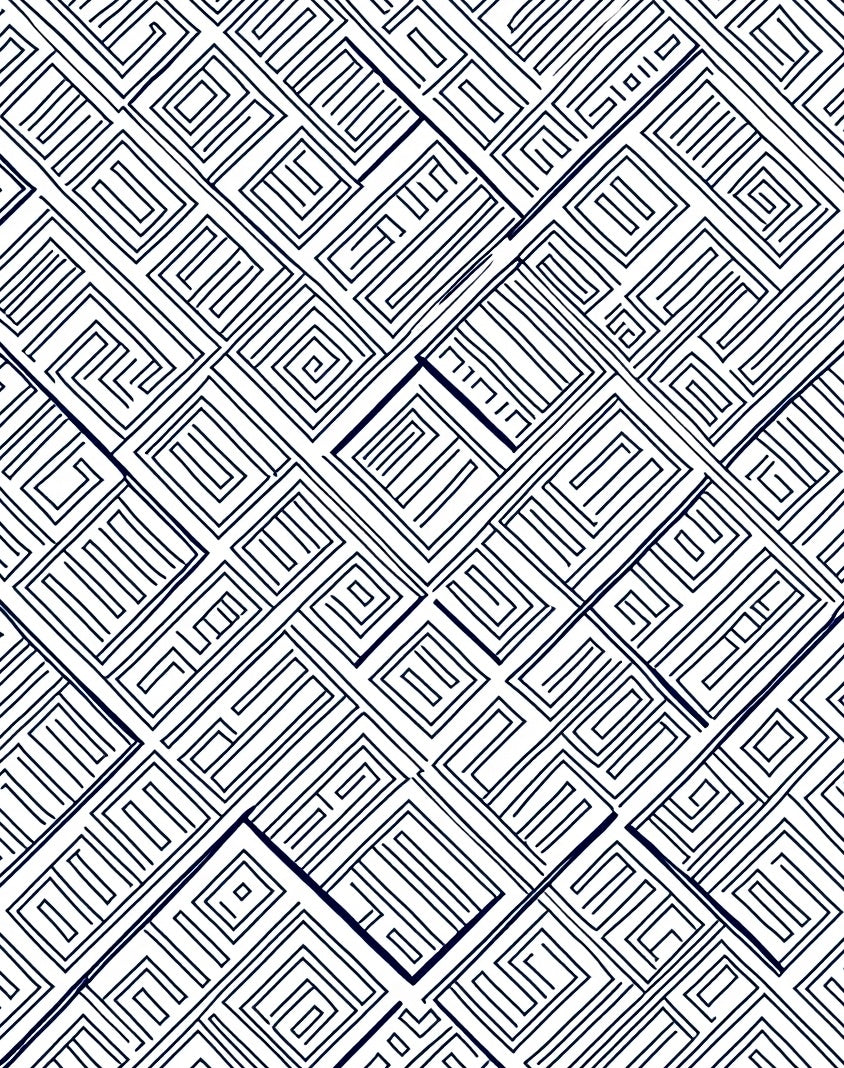 Abstract Geometric Labyrinth Pattern Rug
