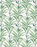 Vertical Green Leaf Botanical Pattern Rug