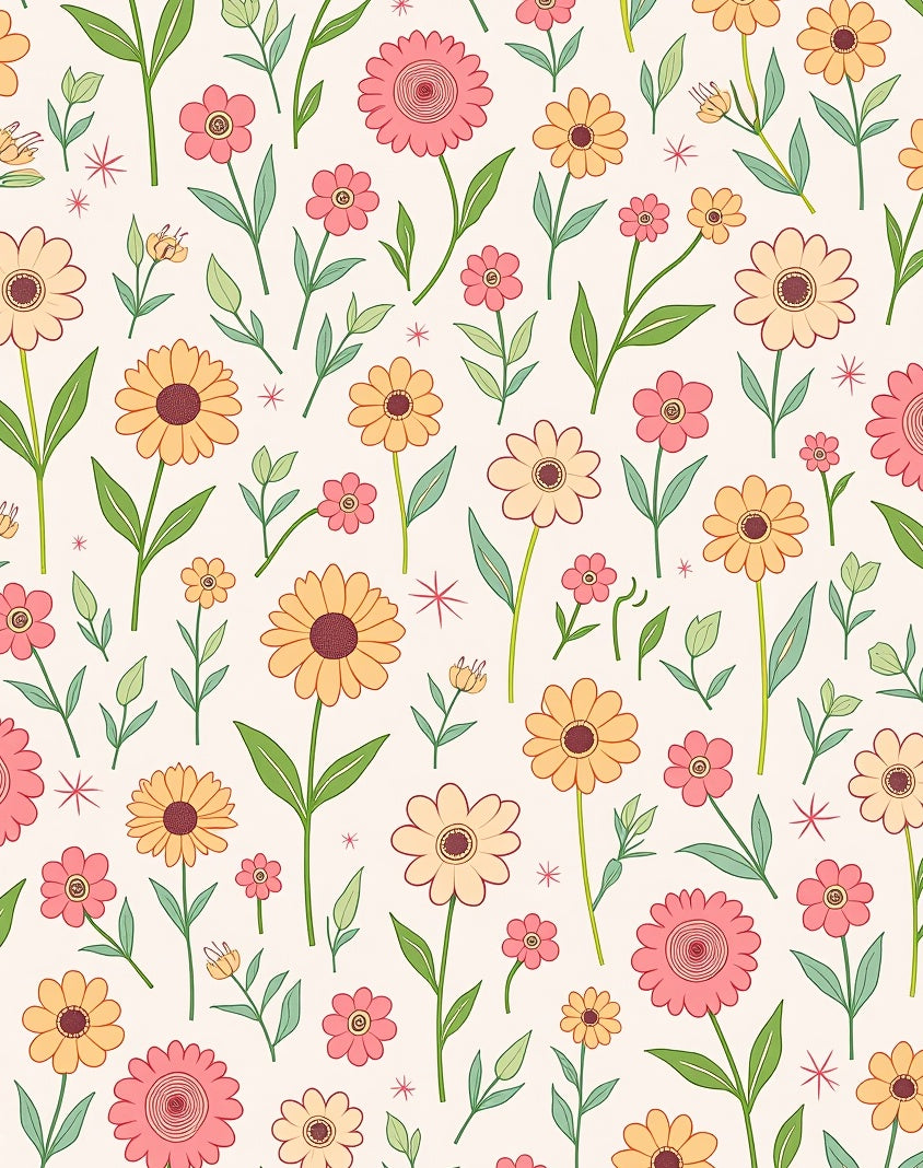 Whimsical Floral Pattern Print Rug
