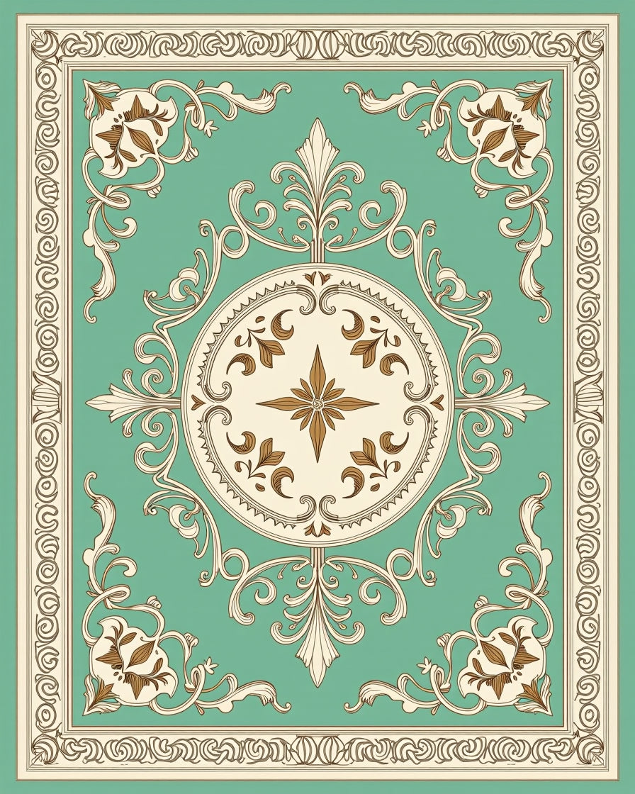 Ornate Floral Scrollwork medallion Rug
