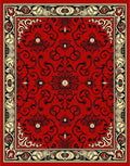 Classic Red Floral Border Design Rug
