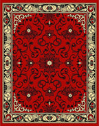 Classic Red Floral Border Design Rug