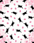 Playful Black Cats Sakura Pattern Rug
