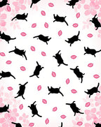 Playful Black Cats Sakura Pattern Rug