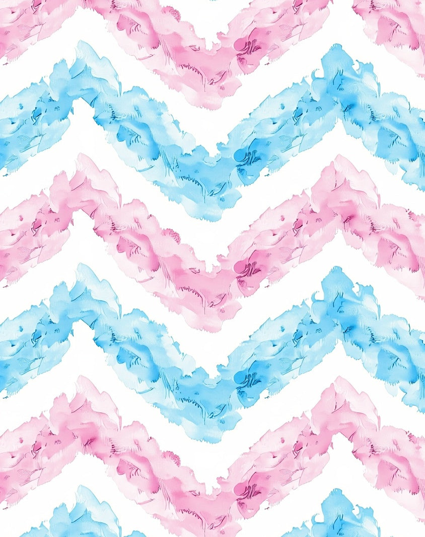 Soft Pink Blue Watercolor Chevron Pattern Rug