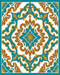 Ornate Teal And Gold Floral Pattern Rug
