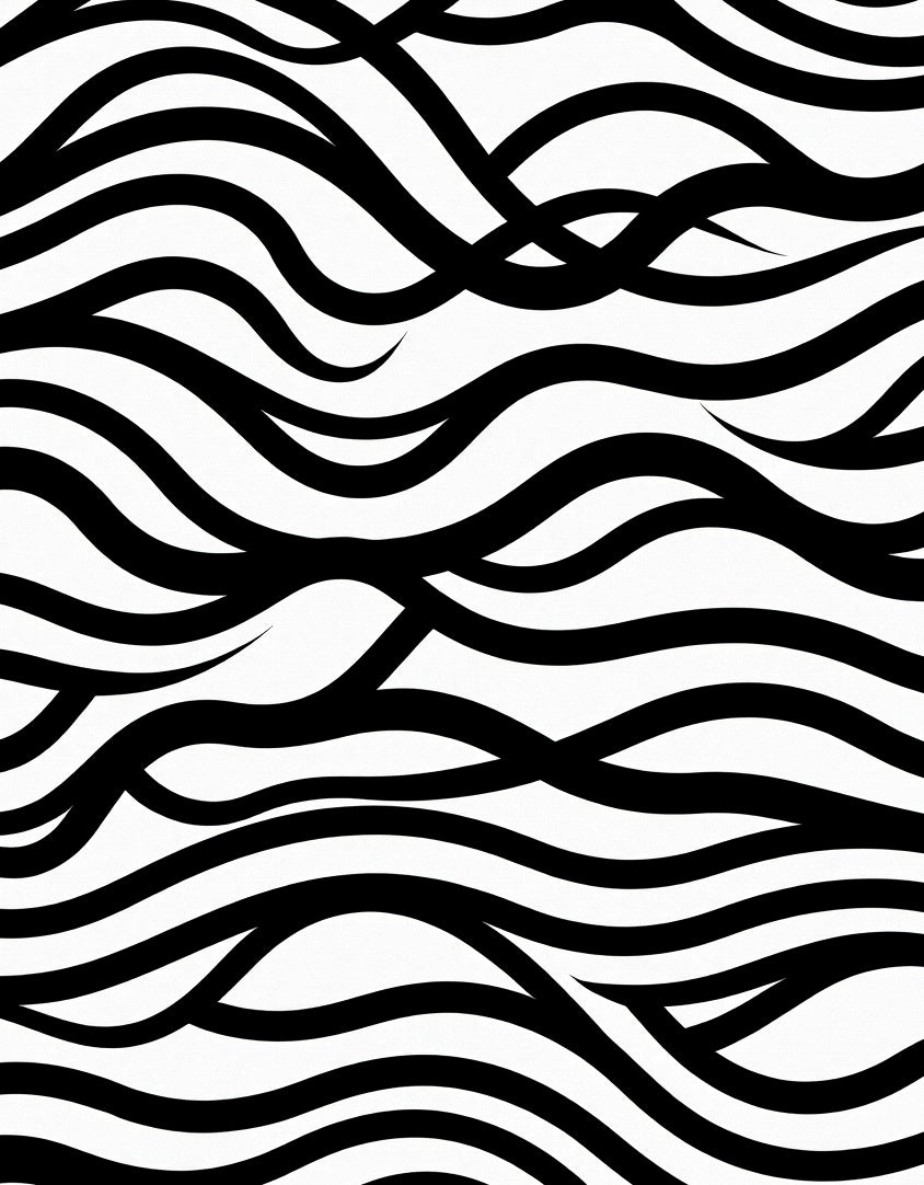 Dynamic Black Wave Pattern Rug