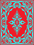 Ornate Red Cobalt Scrollwork Design Rug