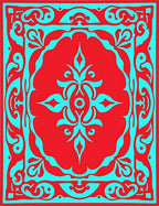 Ornate Red Cobalt Scrollwork Design Rug