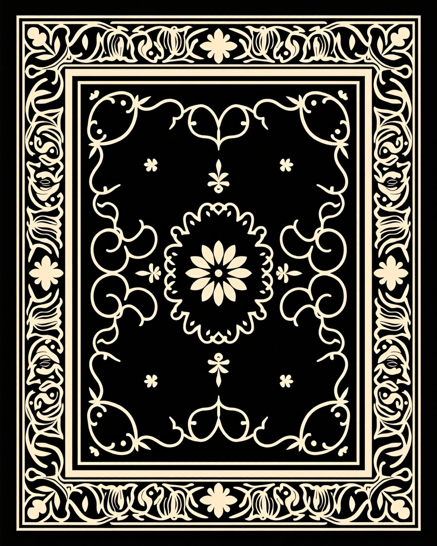 Cream Floral Vines And Borders Rug