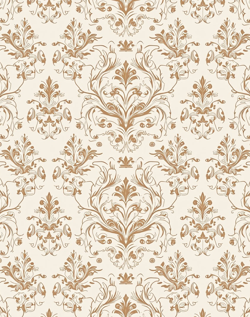 Classic Gold Floral Scroll Pattern Rug