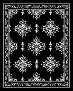 Elegant Black White Scrollwork Pattern Rug
