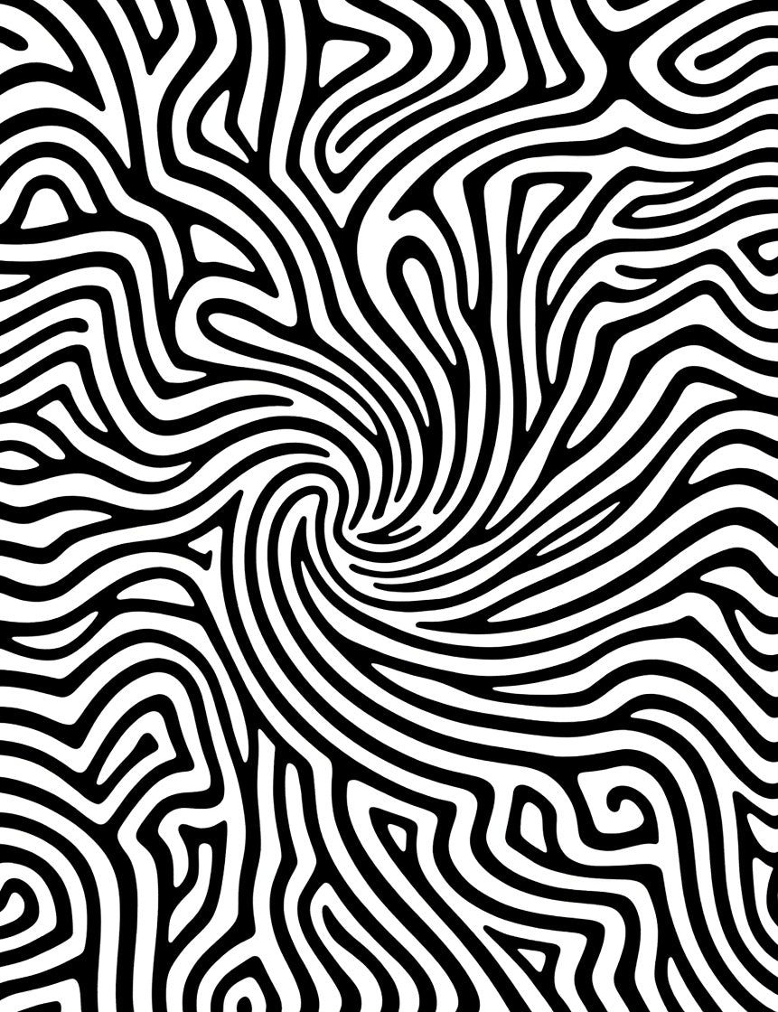 Swirling Linear Black White Pattern Rug