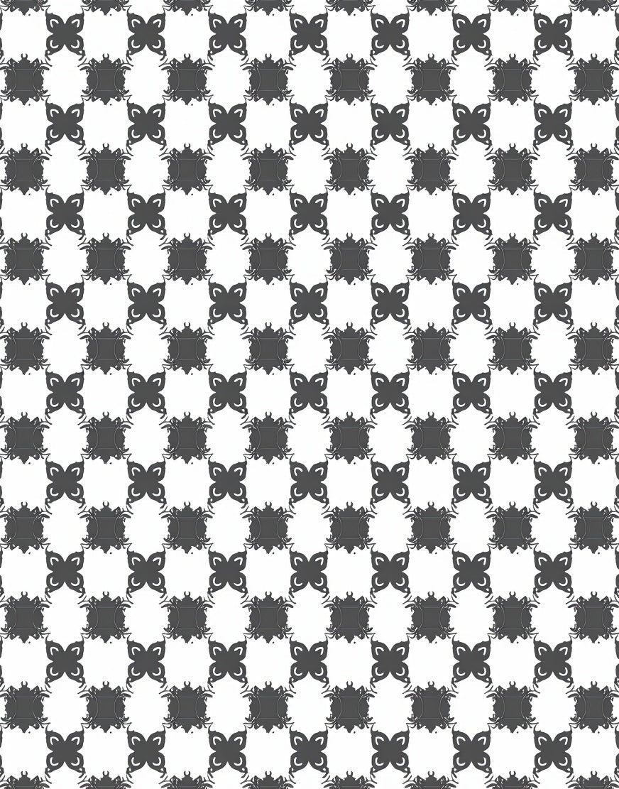Classic Black White Interlocking Pattern Rug