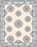 Cream Pink Blue Floral Medallion Border Rug