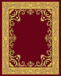 Ornate Golden Floral Frame Design Rug