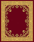 Ornate Golden Floral Frame Design Rug