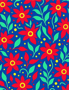 Bold Red Floral Pattern Rug