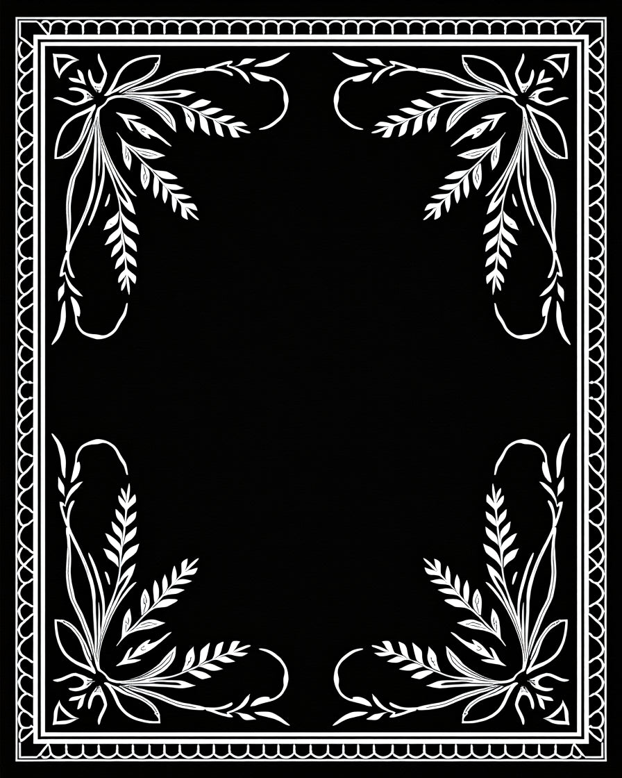 Elegant White Floral Border Design Rug