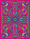 Vibrant Psychedelic Swirl Floral Pattern Rug