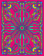 Vibrant Psychedelic Swirl Floral Pattern Rug